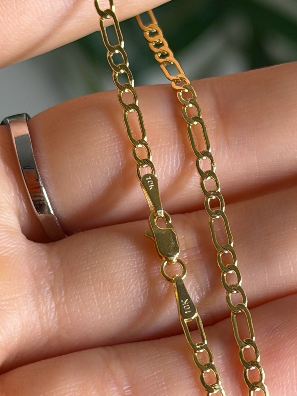 10K Solid Yellow Gold Figaro Link Bracelet 7.5” 2.5mm Real Gold New